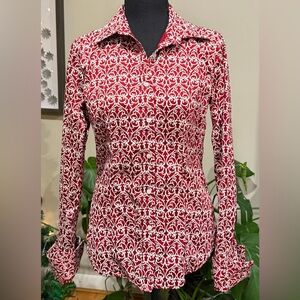 Talbots Red and White Button Down Shirt